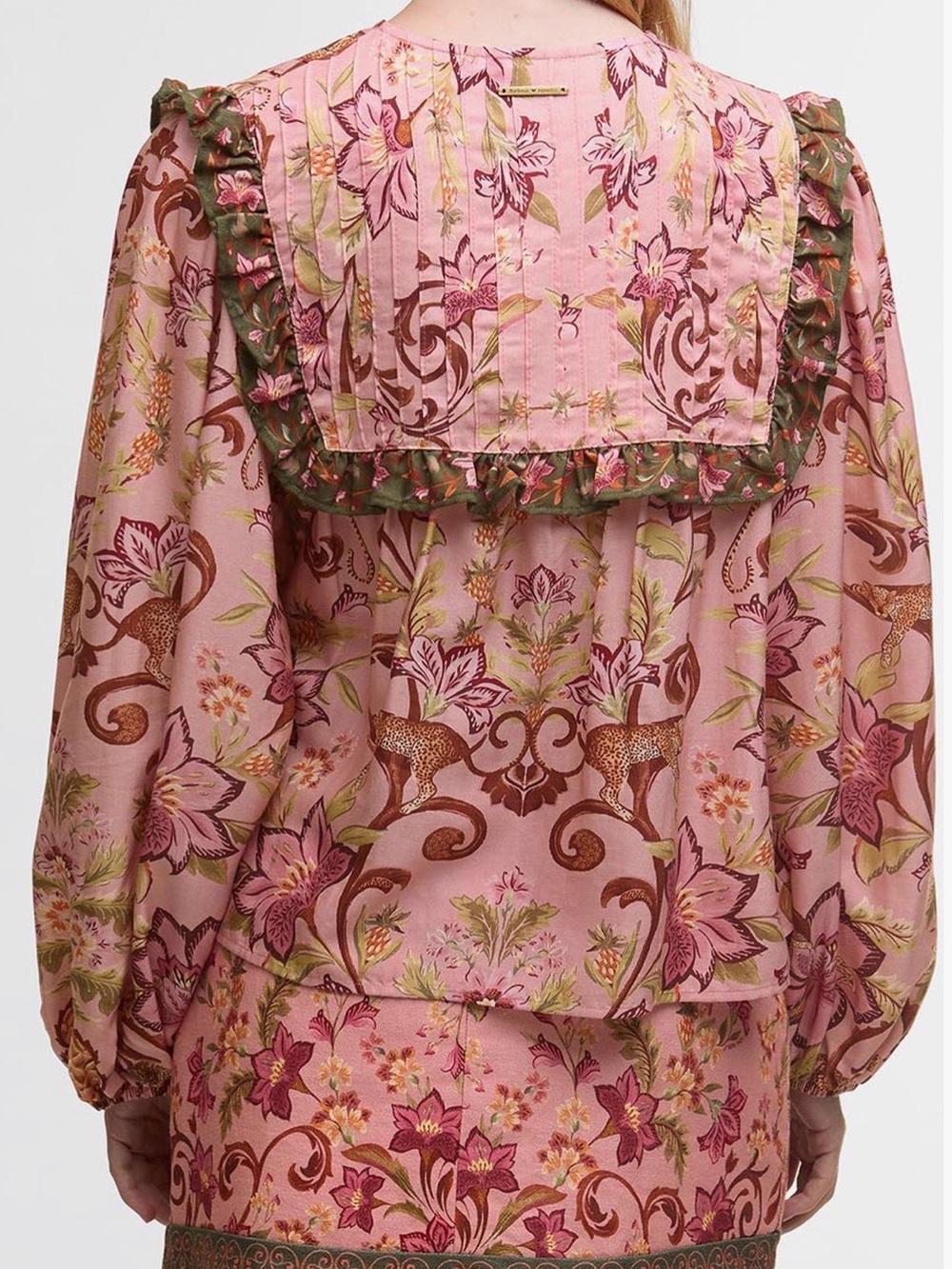 FARM Rio Pink Floral Ruffle-Trim Peasant Blouse - Picture 2 of 4